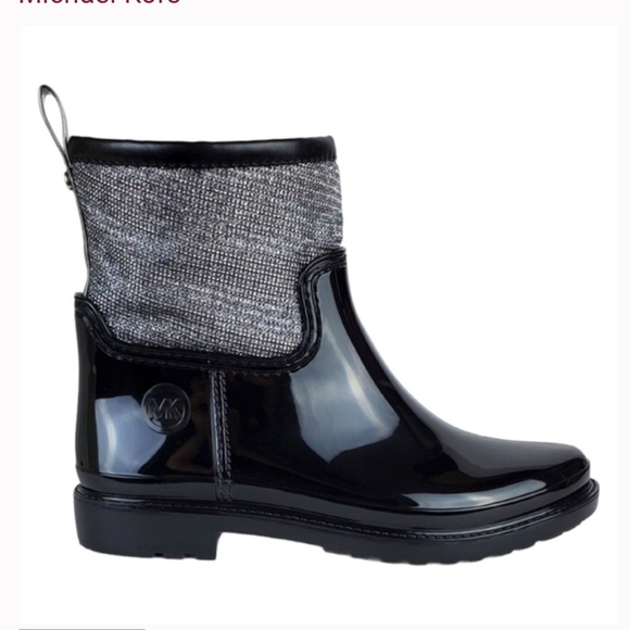 Michael Kors Blakely Mesh Black Rain Boots Size 8 - Picture 4 of 6